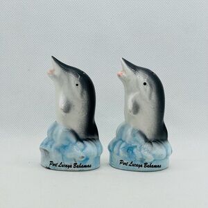 Vintage Dolphin Souvenir Salt and Pepper Shakers Port‎ Lucaya Bahamas Japan